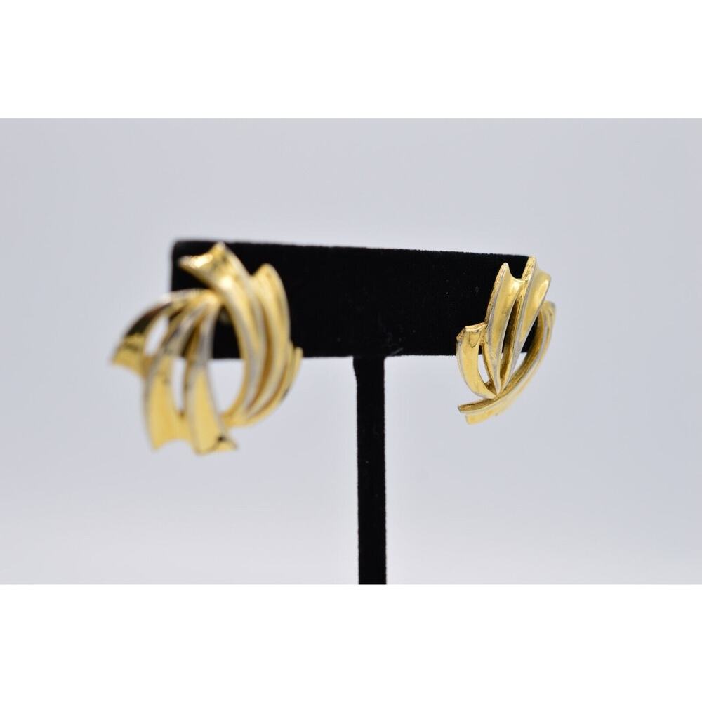 Givenchy Vintage Pierced Statement Earrings Gold Tone Signed 1980s AS IS BinAB - Picture 5 of 10